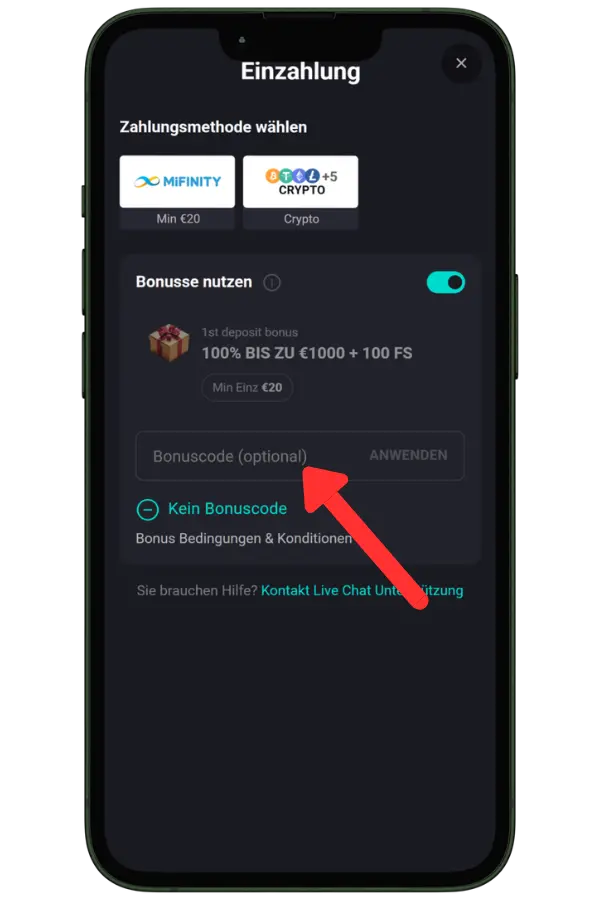 RoosterBet Promocode aktivieren